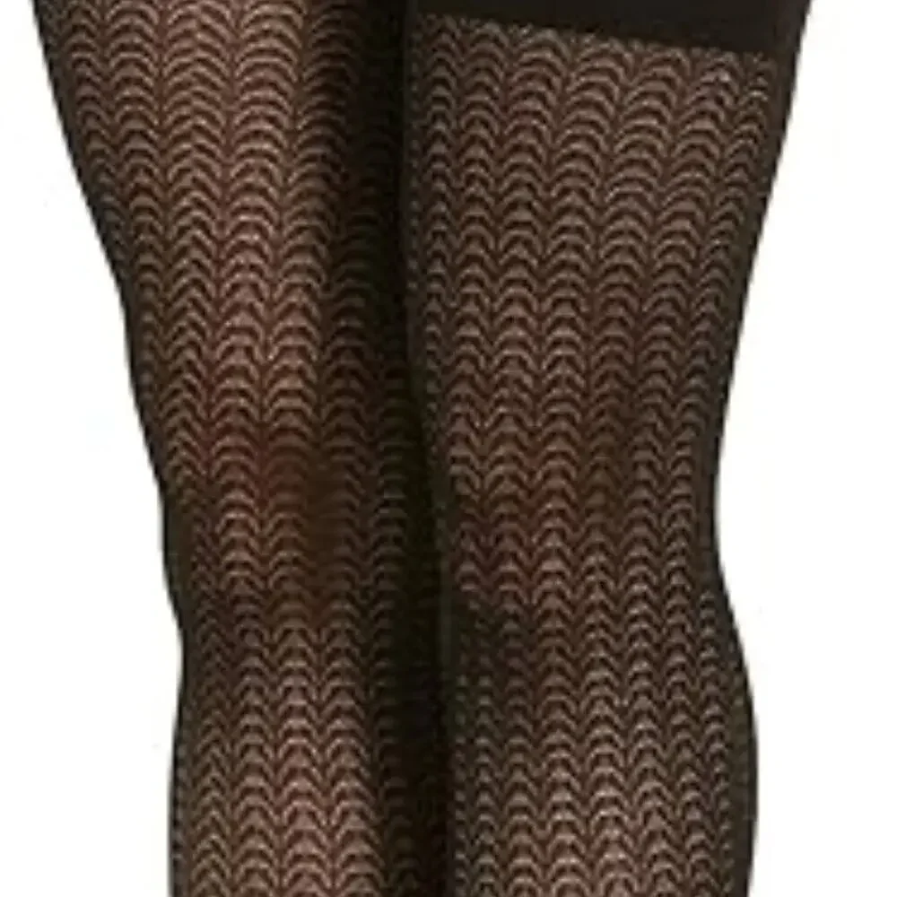 Assets by Spanx Textured Shaping Tights Black Wishbone SIze 4 ( XL )New